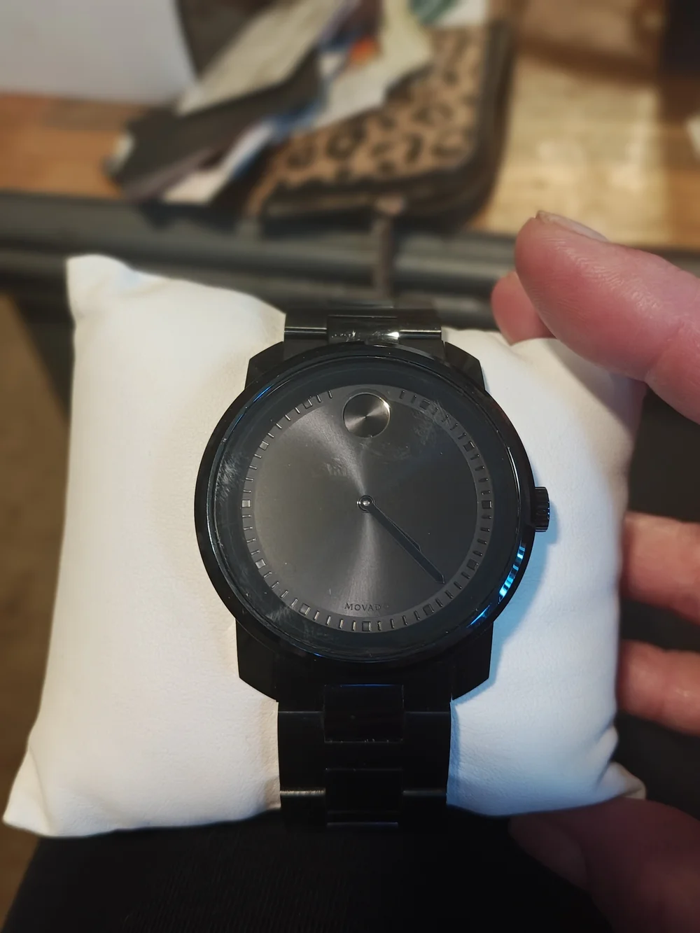 Movado NAVY BLUE Stainless Steel Minimalist Dial Watch
